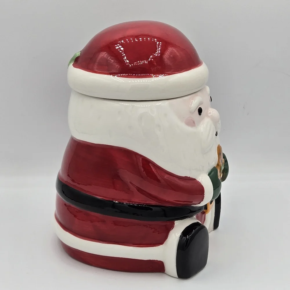 HOLIDAY TIME Christmas Santa Claus with Gingerbread Earthenware Candy/Cookie Jar - Picture 6 of 10